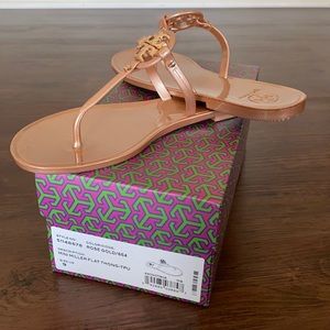 Tory Burch mini miller rose gold flat thong size 9